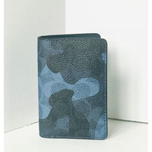 Load image into Gallery viewer, Blue camouflage wallet on a white background
