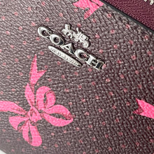 Load image into Gallery viewer, Coach CZ327 Pink Bow Zip Around Wallet Merlot Canvas Phone Wristlet