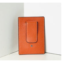 Load image into Gallery viewer, Coach Card Case with Money Clip Spice Orange Crossgrain Leather CDC79