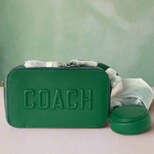 Coach Charter Slim Crossbody Bag Green Leather Pouch Logo Graphic CW540