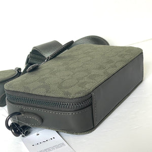 Coach Charter Slim Crossbody Messenger Green Signature Jacquard CU207