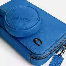 Load image into Gallery viewer, Coach Charter Slim Crossbody Bag Blueberry Pebbled Leather Round Pouch CC070