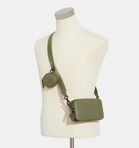 Coach Charter Slim Crossbody Bag Moss Pebbled Leather Round Pouch CC070