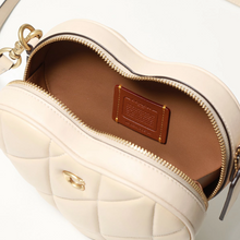 Load image into Gallery viewer, Coach Quilted Leather Heart Crossbody Small Bag Ivory Brass CE725 Nappa