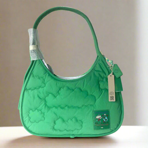 Coach Coachtopia Loop Ergo Bag Cloud Quilting Green Shoulder 90s Bag CV875