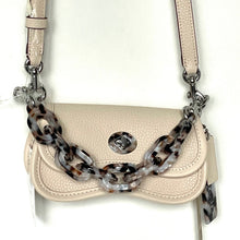 Load image into Gallery viewer, Beige handbag with a tortoiseshell chain strap on a white background