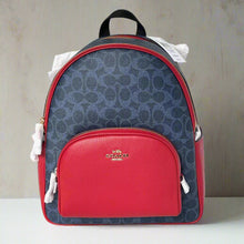 Load image into Gallery viewer, Red and blue backpack with visible brand logo on a white background
