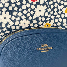 Load image into Gallery viewer, Blue Coach bag with floral patterned flap