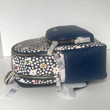 Load image into Gallery viewer, Patterned makeup bag with a navy pouch on a white background