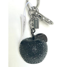 Load image into Gallery viewer, Coach Crystal Apple Bag Charm Black Silver Keychain CCD29 Original Package