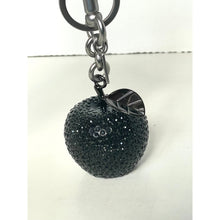 Load image into Gallery viewer, Coach Crystal Apple Bag Charm Black Silver Keychain CCD29 Original Package
