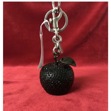 Load image into Gallery viewer, Coach Crystal Apple Bag Charm Black Silver Keychain CCD29 Original Package