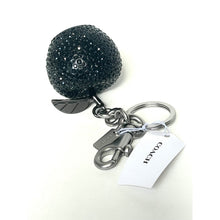 Load image into Gallery viewer, Coach Crystal Apple Bag Charm Black Silver Keychain CCD29 Original Package