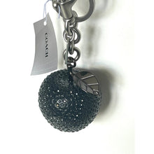 Load image into Gallery viewer, Coach Crystal Apple Bag Charm Black Silver Keychain CCD29 Original Package