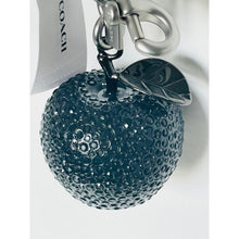 Load image into Gallery viewer, Coach Crystal Apple Bag Charm Black Silver Keychain CCD29 Original Package
