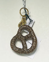 Load image into Gallery viewer, Gold keychain with rhinestone design on a white background