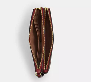 Coach Double Zip Phone Wallet Cherry Print Signature Canvas Wristlet CZ763