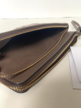 Load image into Gallery viewer, Brown leather wallet with gold zipper on a white background