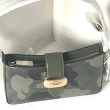Load image into Gallery viewer, Coach Eliza Shoulder Bag Camo Leather Zip Medium CV949 Dark Cypress