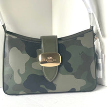 Load image into Gallery viewer, Coach Eliza Shoulder Bag Camo Leather Zip Medium CV949 Dark Cypress
