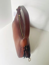 Load image into Gallery viewer, Brown leather bag with gold zipper on a white background