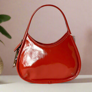 Coach Ergo Bag Crinkle Patent Shoulder Bag Coachtopia Leather Orange CQ003