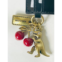 Load image into Gallery viewer, Coach Essential Card Case Black Spazzolato Leather Rexy Cherry Charm CCD81