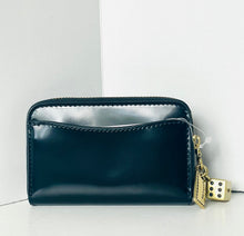 Load image into Gallery viewer, Navy blue wallet with a gold charm on a white background