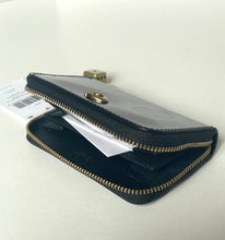 Load image into Gallery viewer, Black wallet with gold zipper on a white background