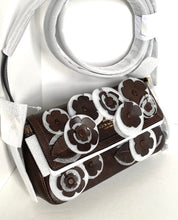 Load image into Gallery viewer, Coach Etta Small Flap Shoulder Bag Leather Floral Appliqué CDY43 Maple Brown