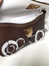 Load image into Gallery viewer, Coach Etta Small Flap Shoulder Bag Leather Floral Appliqué CDY43 Maple Brown