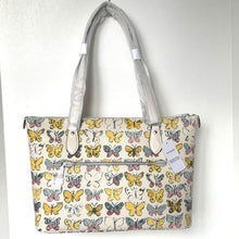Load image into Gallery viewer, Coach Gallery Tote Butterfly White Signature Canvas CAR36 Shoulder Bag