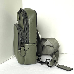 Coach Gotham Pack Sling Mens Army Green Leather Backpack Crossbody C5331