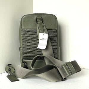 Coach Gotham Pack Sling Mens Army Green Leather Backpack Crossbody C5331