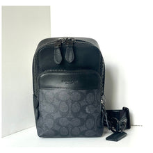 Load image into Gallery viewer, Coach Gotham Sling Pack 13  Black Signature Canvas Leather Bag CC091