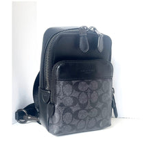Load image into Gallery viewer, Coach Gotham Sling Pack 13  Black Signature Canvas Leather Bag CC091