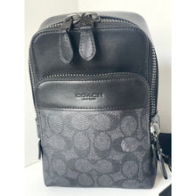 Load image into Gallery viewer, Coach Gotham Sling Pack 13  Black Signature Canvas Leather Bag CC091