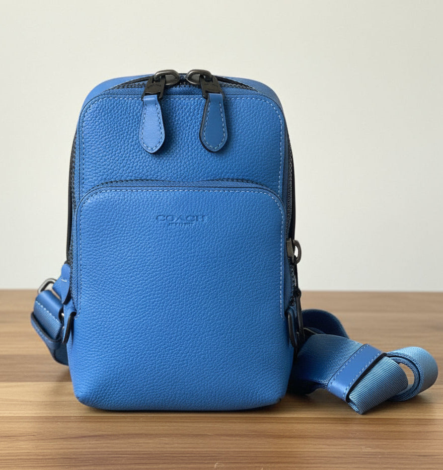 Coach Gotham Sling Pack 13 Blue Leather Small Shoulder Bag CR849