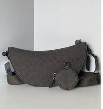 Load image into Gallery viewer, Gray crossbody bag with matching keychain on a light gray background