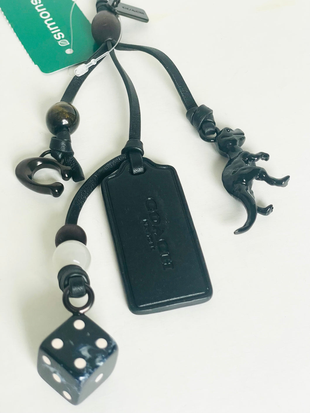 Coach Heritage Leather Bag Charm Black Rexy Dice Logo Charms CCY37