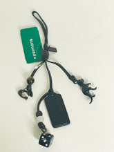 Load image into Gallery viewer, Black lanyard with a tag on a white background