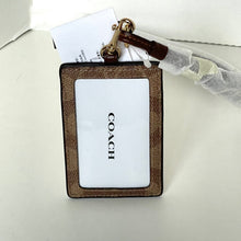 Load image into Gallery viewer, Coach ID Lanyard Card Holder CZ285 Tan Brown Signature Canvas Leather