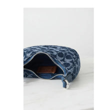 Load image into Gallery viewer, Blue patterned pouch with a zipper on a white background