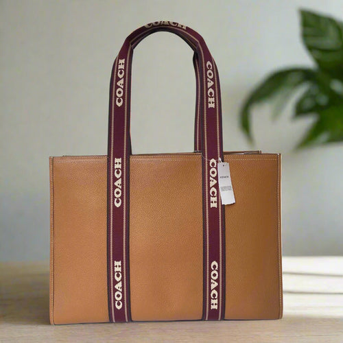 Coach Large Smith Tote Bag Brown Pebble Leather CU996 Shoulder Bag ORGPKG