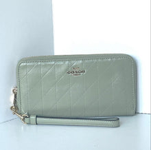Load image into Gallery viewer, Coach Long Zip Around Wallet CEL63 Quilted Leather Pistachio Green
