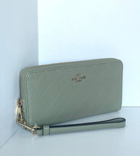 Load image into Gallery viewer, Coach Long Zip Around Wallet CEL63 Quilted Leather Pistachio Green