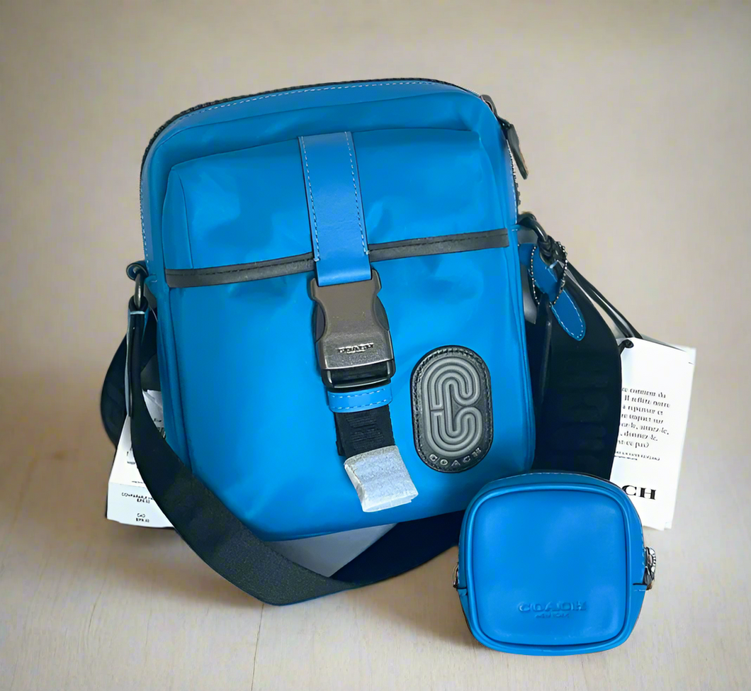 Coach_Max_Crossbody_Sling_Pouch_Blue_Nylon_Leather_Shoulder_Bag_C9836