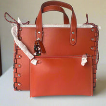 Load image into Gallery viewer, Coach Medium Re Laceable Tote Coachtopia Deep Orange Leather CO667 Crossbody