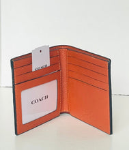 Load image into Gallery viewer, Coach Men’s ID Slim Billfold Wallet Spice orange crossgrain leather CEB80