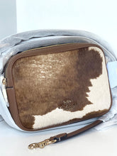 Load image into Gallery viewer, Coach Mini Carey Crossbody Bag CEK71 Haircalf Cow Print Brown Leather